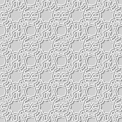 3D white paper art Islamic geometry cross pattern seamless background