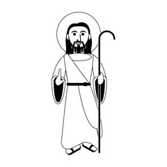 Jesuschrist with stick cartoon vector illustration graphic design
