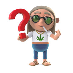 Vector 3d Hippie stoner has an umbrella