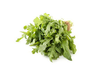 Fototapeta premium Fresh arugula leafs isolated on white background