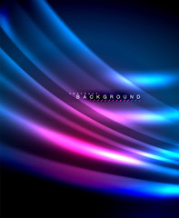 Naklejka premium Neon glowing techno lines, hi-tech futuristic abstract background template with square shapes