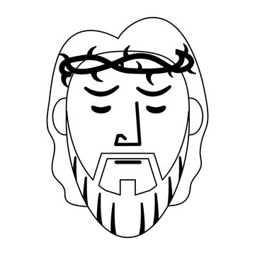 Jesuschrist face with thorns crown vector illustration graphic design