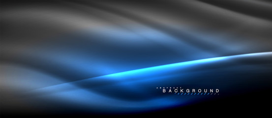Neon glowing lines, magic energy space light concept, abstract background wallpaper design