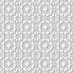Naklejka premium 3D white paper art Islamic geometry cross pattern seamless background