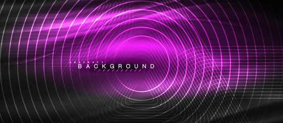 Neon glowing lines, magic energy space light concept, abstract background wallpaper design