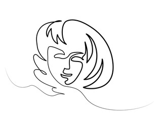 Continuous one line drawing. Abstract portrait of a woman. Vector illustration.