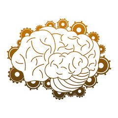 Brain and gears symbol vector illustration graphic design