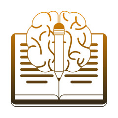 Human Brain with pencil vector illustration graphic design