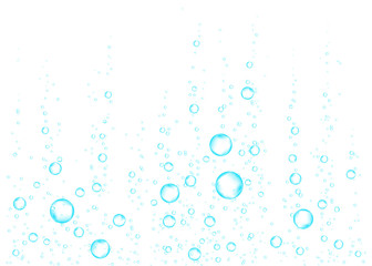 Fototapeta na wymiar Underwater fizzing air, water or oxygen bubbles.