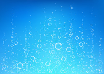 Undersea  blue  fizzing air, water or oxygen  bubbles vector texture.