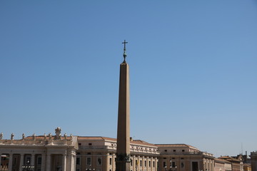 Fototapeta na wymiar Egyptian obelisk on St. Peter's Square in the Vatican in Rome, Italy
