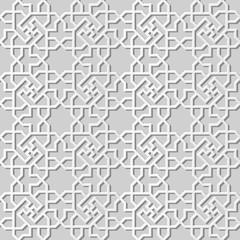 3D white paper art Islamic geometry cross pattern seamless background