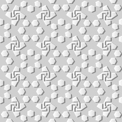 3D white paper art Islamic geometry cross pattern seamless background