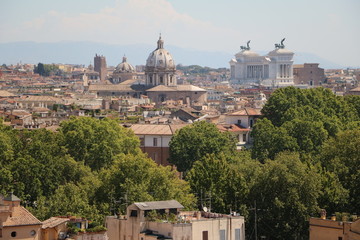 View to the historic city of Rome from the Hill Gianicolo, Italy