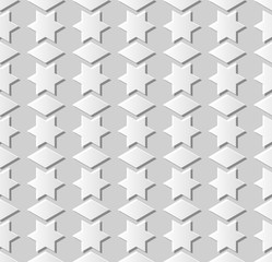 3D white paper art Islamic geometry cross pattern seamless background