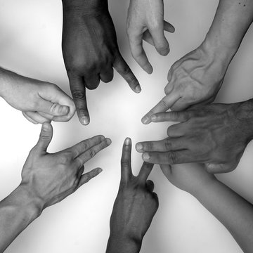 Diversity Hands In Unity. People Of Color .  Racial Harmony