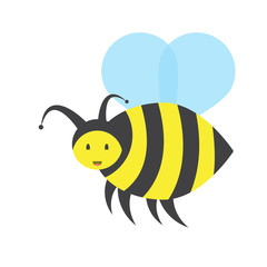 fun flying bee,vector image, flat design