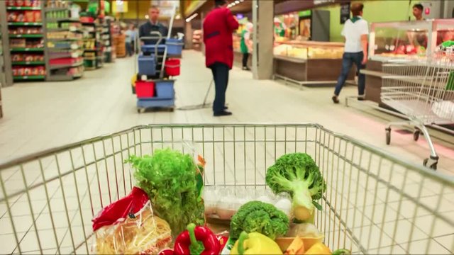 Shoping cart in supermarket