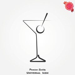 Cocktail icon on background, vector illustration