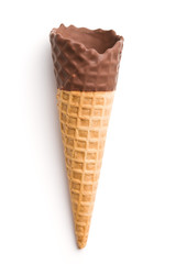 Ice cream cone with chocolate.