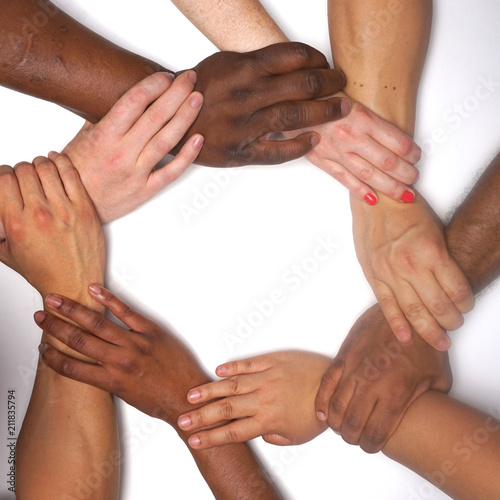 "diversity hands in unity. people of color . Racial Harmony" Stock photo and royaltyfree images