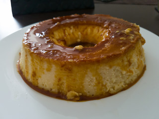 Condensed milk pudding, dessert preferred in Brazil, pudding creamy, made of milk, eggs, condensed milk and caramelized sugar syrup. Originally from 16th century Portuguese recipe.