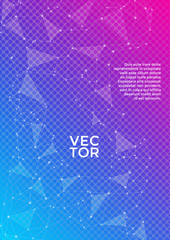 Global network connection geometric grid. Network nodes information technology concept. Vector cover page layout. 