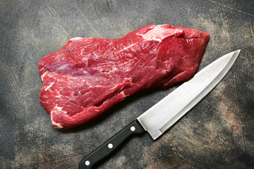 Raw fresh organic beef.Top view with copy space.