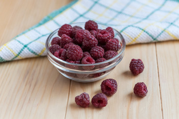 Fresh organic raspberries on a pile