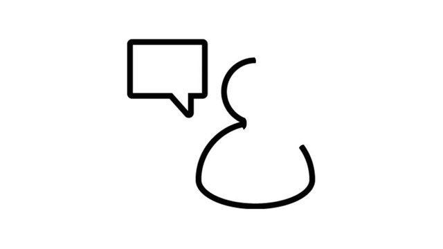 Says. Speech. Speaking. Chat. Bubbles Admin User Animation. Flat line icon stock video design drawing isolated on white symbol background