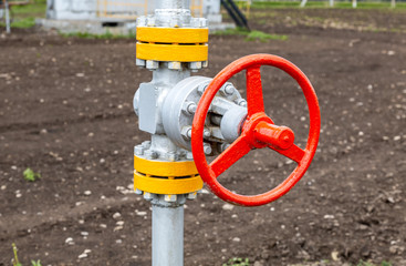 Pipeline with control valve. Oil industry equipment