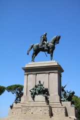 The equestrian statue Garibaldi at Piazzale Giuseppe Garibaldi in Rome Italy