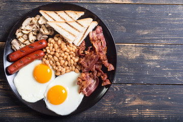 English breakfast with eggs