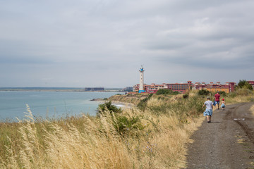 Fototapeta na wymiar Summer sea lighthouse landscape 