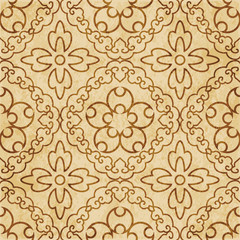 Fototapeta premium Retro brown cork texture grunge seamless background Spiral Cross Frame Vine Flower