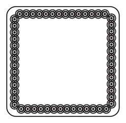 Black and white square frame with simple ornament. 