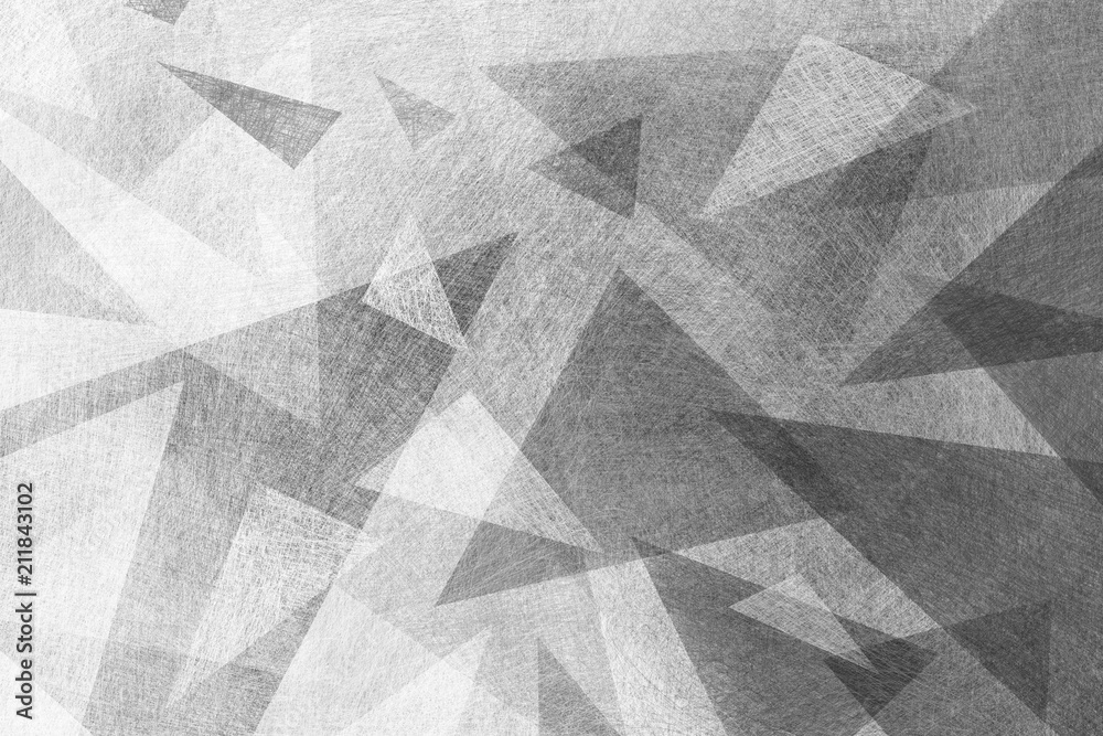 Wall mural black and white background with abstract geometric design of gray layers of triangle and polygon sha