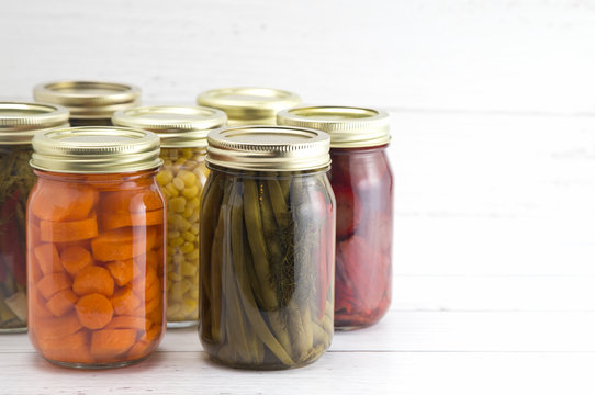 An Assortment of Various Fruits and Vegetables that have been Canned at Home