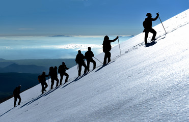 mountaineering activities, strong professional climbers and walking activity