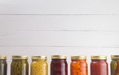 An Assortment of Various Fruits and Vegetables that have been Canned at Home