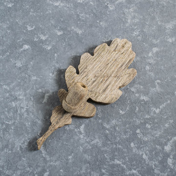 Carved from wood old oak leaf with acorn