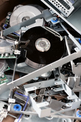 A close up of several e-waste materials
