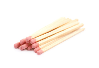 Pile of wooden matches isolated