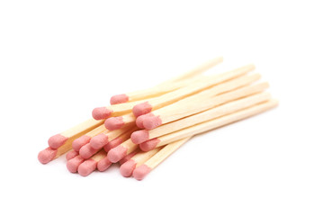 Pile of wooden matches isolated