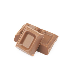 Portion of milk chocolate isolated