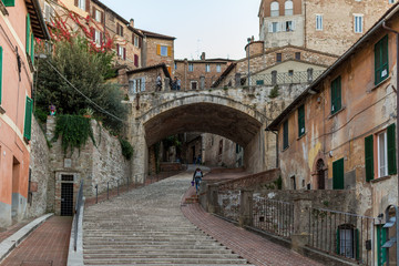 View of old architecture with viaduct in a village in Italy