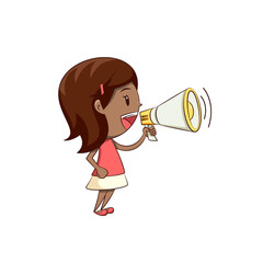 Little girl talking megaphone