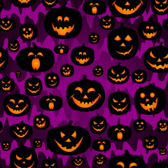 Abstract seamless pumpkin pattern for girls,boy, kids, halloween, clothes. Creative vector halloween pattern with pumpkin scary face, smile. Funny pumpkin pattern for textile and fabric. Fashion style