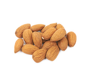 Pile of almond nuts isolated