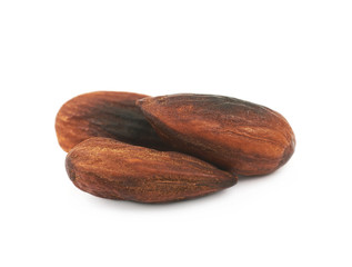 Pile of fried almond nuts isolated